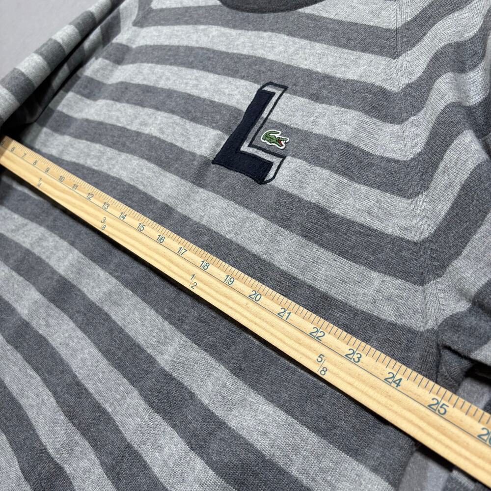 Lacoste‎ Men’s Striped Sweater 3XL Gray Preppy Minimalist Softcore Quiet Luxury - Picture 7 of 8